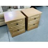 A PAIR OF MODERN THREE DRAWER LIMED FINISH BEDSIDE CHESTS