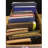 BOX OF STAMP COLLECTIONS IN THIRTEEN ALBUMS