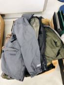 BOX CONTAINING EIGHT GENTS PERFORMANCE JACKETS/COATS TO INCLUDE BERGHAUS, HELLY HANSEN, HAWKHEAD,