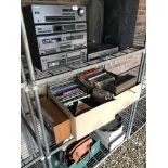 A PIONEER HI-FI SYSTEM AND SPEAKERS - MODEL XD-265M + 2 BOXES CONTAINING QUANTITY MIXED RECORDS AND