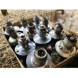 BOX OF VINTAGE CHROME FINISH OIL LAMP BASES