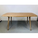 A RECTANGULAR ERCOL BLOND FINISH DINING TABLE LENGTH 60 INCH WIDTH 30 INCH
