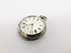 AN ANTIQUE SILVER CASED POCKET WATCH H.