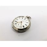 AN ANTIQUE SILVER CASED POCKET WATCH H.