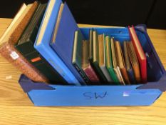 BLUE BOX OF STAMP COLLECTIONS IN SIXTEEN STOCKBOOKS OR ALBUMS