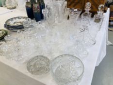 EXTENSIVE COLLECTION OF CUT GLASS CRYSTAL TO INCLUDE MANY DRINKING GLASSES,