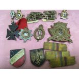 TUB OF MIXED MILITARY BADGES, ETC.