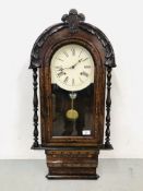 ANTIQUE CASED WALL CLOCK MARQUETRY INLAID MODERN QUARTZ MOVEMENT