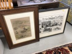 TWO NORFOLK PRINTS - "PIKE FISHING AT WROXHAM" AND "A FAMILY CRUISE THROUGH NORFOLK WATERWAYS" FROM