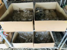 4 X LARGE BOXES OF GOOD QUALITY MAINLY CUT GLASS WARE TO INCLUDE VARIOUS DRINKING GLASSES,