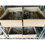 4 X LARGE BOXES OF GOOD QUALITY MAINLY CUT GLASS WARE TO INCLUDE VARIOUS DRINKING GLASSES,