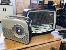 VINTAGE BAKELITE FERGUSON RADIO TOGETHER WITH A BUSH RADIO - SOLD AS SEEN - COLLECTORS ITEM ONLY