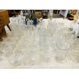 EXTENSIVE COLLECTION OF CUT GLASS CRYSTAL TO INCLUDE BONBON DISHES, DECANTERS,