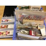 PLASTIC TRAY OF EPHEMERA, PHOTOGRAPHS, BOOKMARKS IN AN ALBUM AND LOOSE, ETC.