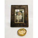 VINTAGE MINIATURE FRAMED WATERCOLOUR PORTRAIT AND FRAMED OIL OF AN OLD GENT