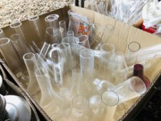 5 X LARGE BOXES OF VINTAGE CLEAR GLASS INCLUDING MANY SIZES & FORMS