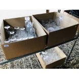 4 X LARGE BOXES OF GOOD QUALITY MAINLY CUT GLASS WARE TO INCLUDE VARIOUS DRINKING GLASSES,