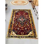 A HAMADAN TRADITIONAL RED / BLUE / YELLOW PATTERNED RUG 2.02 X 1.