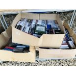 THREE BOXES CONTAINING AN EXTENSIVE COLLECTION OF AUDIO CD'S MOSTLY ROCK AND POPULAR MUSIC