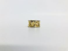 A GREEK KEY DESIGN BAND RING MARKED 750