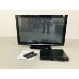 A PANASONIC VIERA 42INCH TELEVISION AND A PANASONIC DVD RECORDER WITH INSTRUCTIONS AND REMOTE.