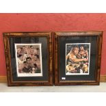 TWO FRAMED AND MOUNTED BOXING PRINTS "THREE GREAT HEAVYWEIGHTS" BY STEPHEN DOIG AND "IRON MAN"