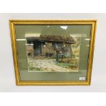 WATERCOLOUR "COTTAGE SCENE" BEARING SIGN