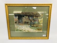 WATERCOLOUR "COTTAGE SCENE" BEARING SIGN