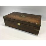 WALNUT BRASS BOUND WRITING BOX WITH FITT