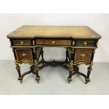 A C19TH WALNUT EBONISED AND GILT METAL W