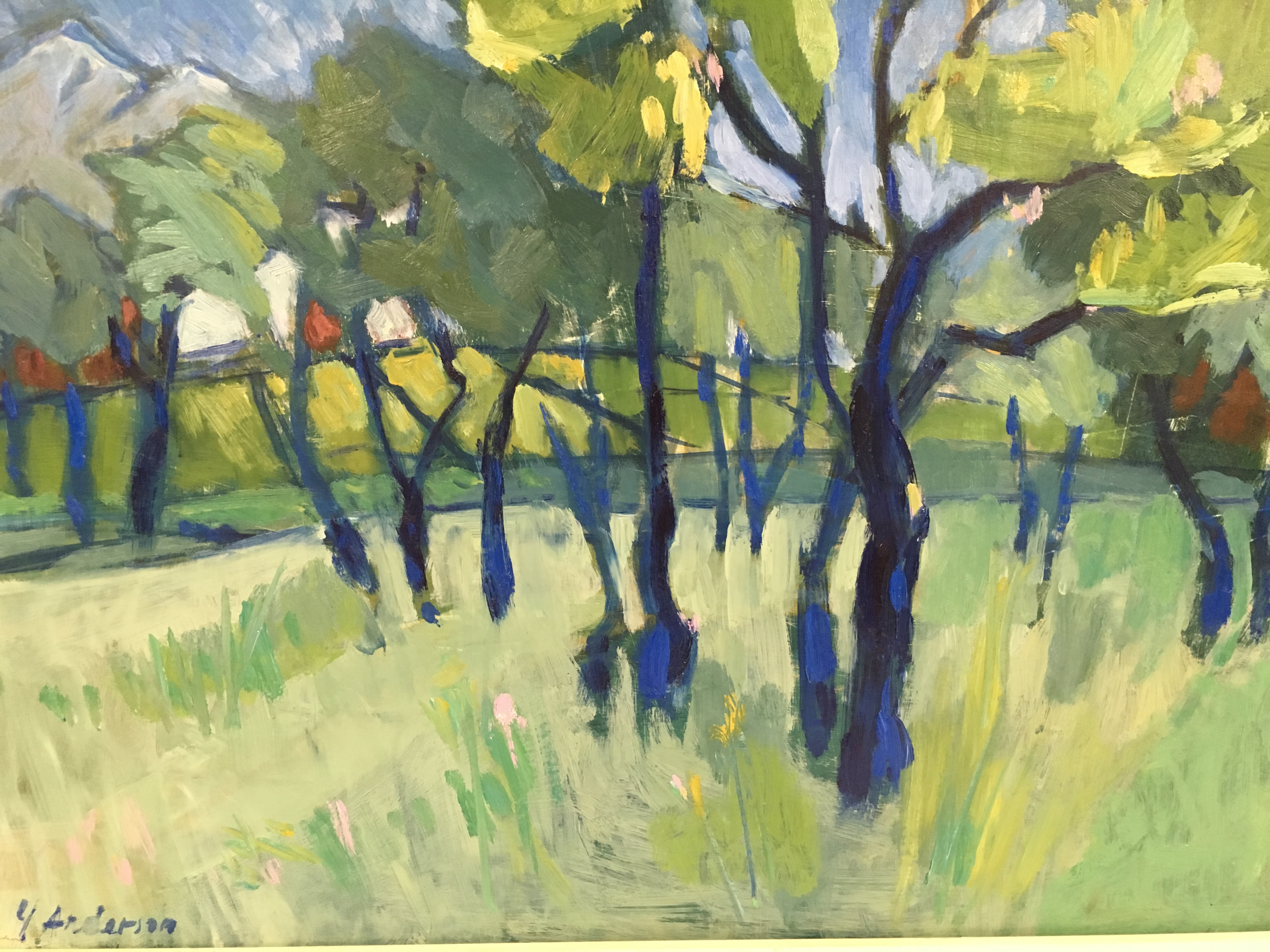 CONTEMPORARY OIL ON BOARD "ORCHARD SCENE - Image 2 of 4