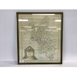 FRAMED HAND COLOURED MAP "BUCKINGHAMSHIR