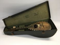 C19TH EIGHT STRING MANDOLIN IN CASE DECO