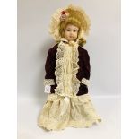 VINTAGE BISQUE SOCKET HEAD DOLL, COMPOSI