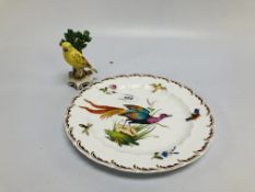 A PLATE DECORATED WITH AN EXOTIC BIRD BE