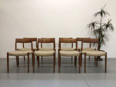A SET OF EIGHT J.L. MOLLERS TEAK DINING