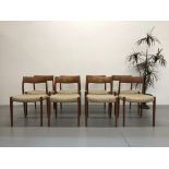 A SET OF EIGHT J.L. MOLLERS TEAK DINING