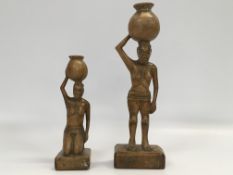 TWO WEST AFRICAN CARVINGS - STANDING WIT