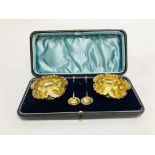 CASED PAIR OF SILVER SALTS & SPOONS, BIR