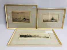 THREE FRAMED W. WYLLIE WAR TIME ETCHINGS