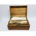 A CAMPHOR WOOD BOX, ALONG WITH CONTENTS