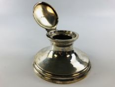 A SILVER DESKTOP INKWELL WITH ORIGINAL G