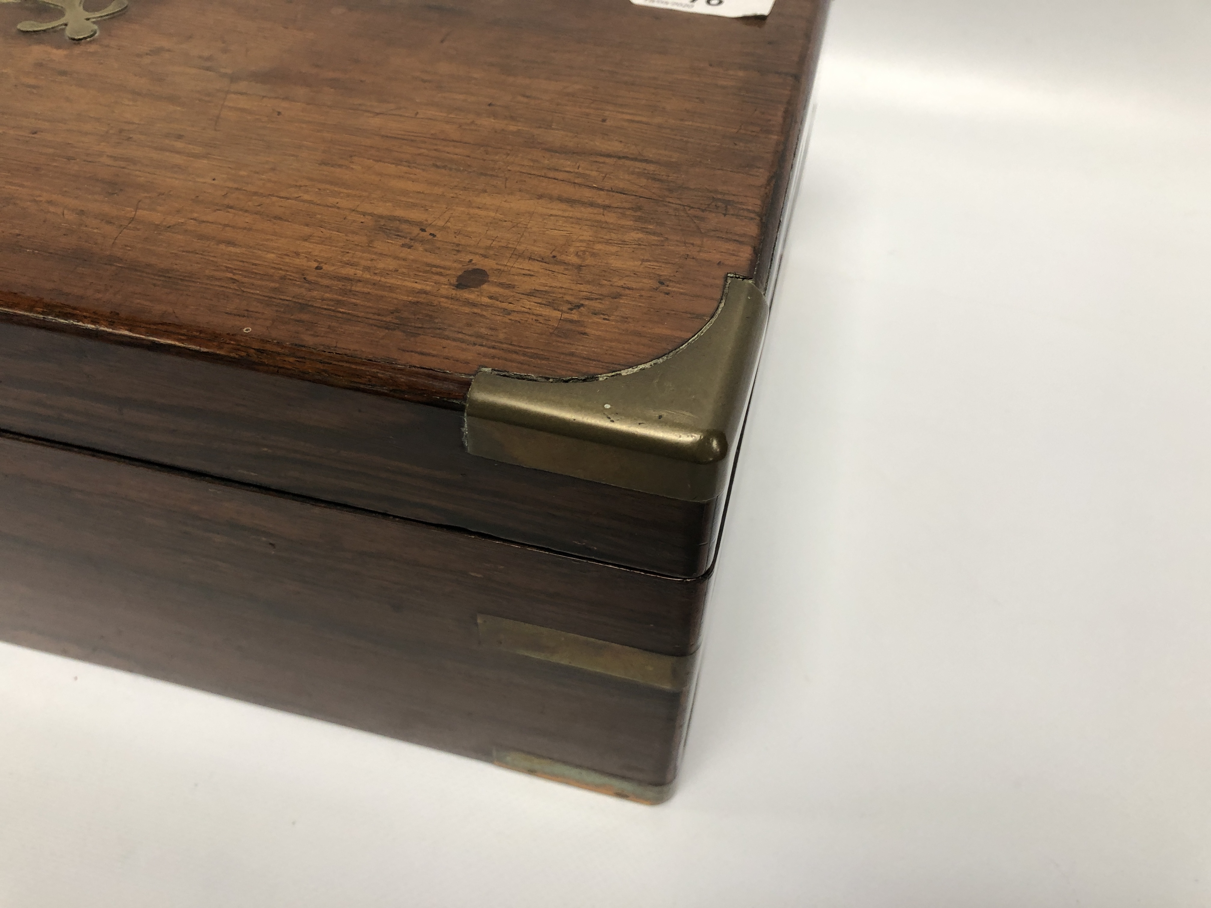 ROSEWOOD BRASS BOUND WRITING BOX WITH FI - Image 2 of 7