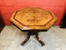 C19TH BURR WALNUT INLAID OCCASIONAL TABL