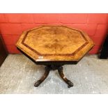 C19TH BURR WALNUT INLAID OCCASIONAL TABL