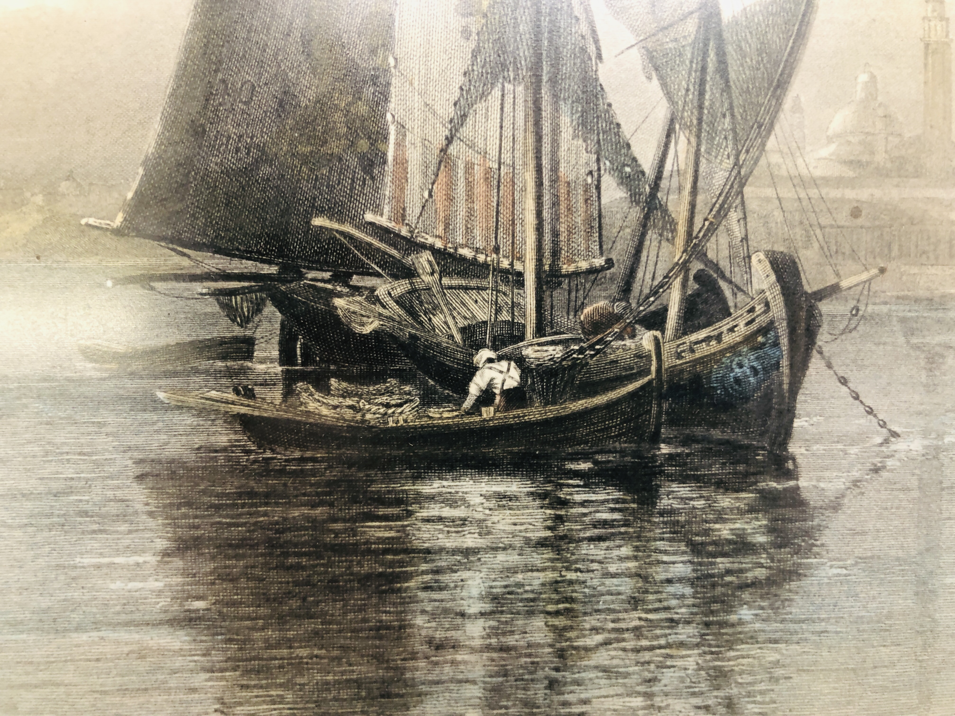 HAND COLOURED STEEL ENGRAVING "FISHING B - Image 3 of 5