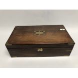 ROSEWOOD BRASS BOUND WRITING BOX WITH FI