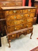 A GEORGE I WALNUT CHEST ON STAND, THE UP