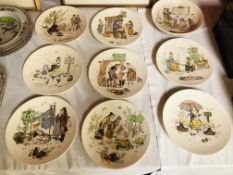 SET OF EIGHT FRENCH COMIC PLATES, ONE DI