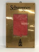 A BRASS FRONTED SCHWEPPES ADVERTISING FR